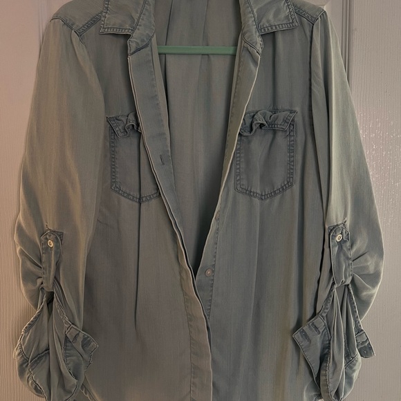 Sam Edelman Chambray Denim Button-Up Shirt (L) - Picture 1 of 3
